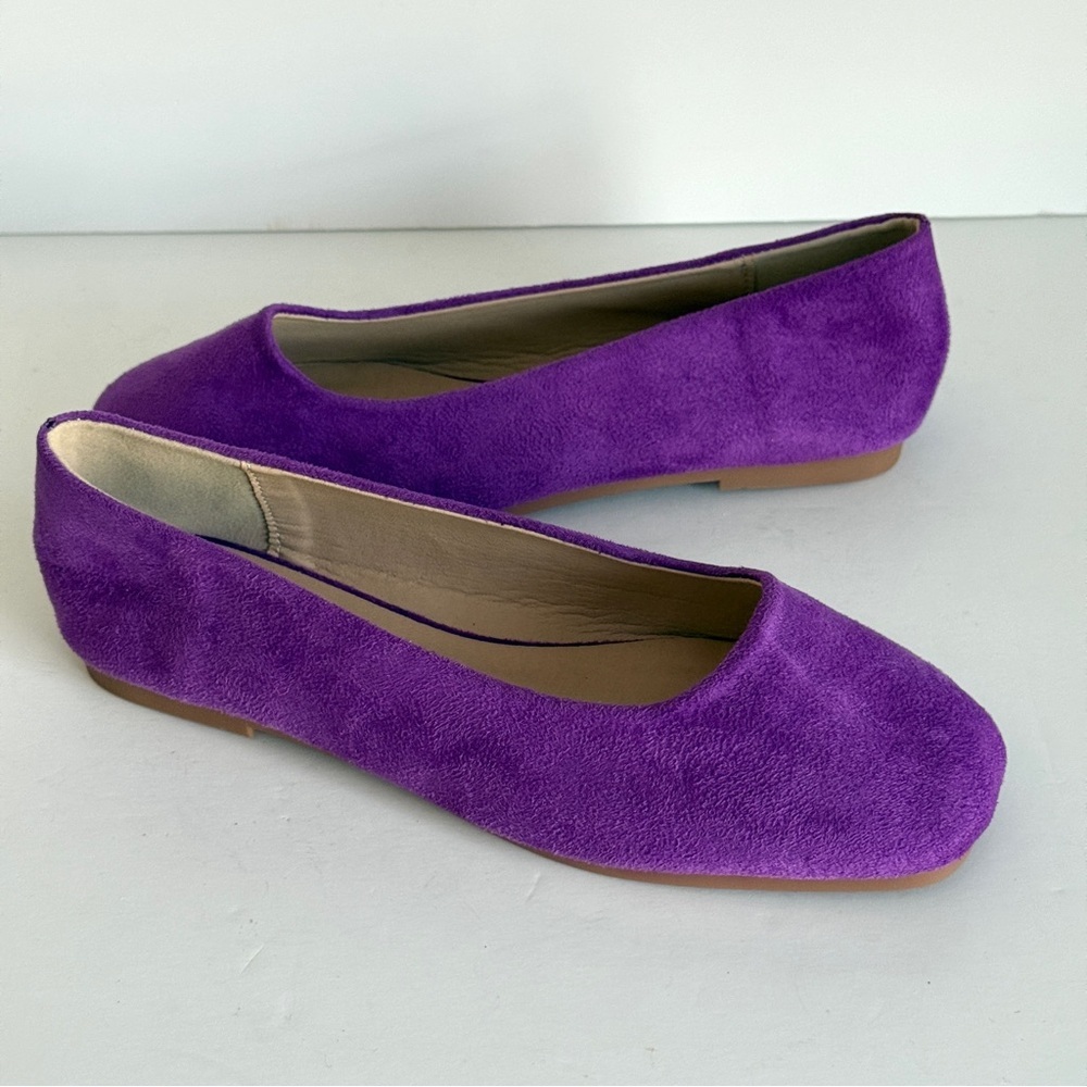 Unbranded Women's Purple Square Toe Faux Suede Ballet Flats Size EU 38 | US 7.5